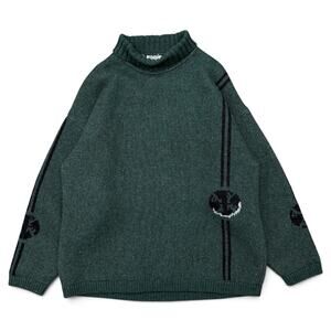 Vintage 90s 1996 Oxbow Skolpen Windbreaker Wool Sweater Oversize Green Surf Med